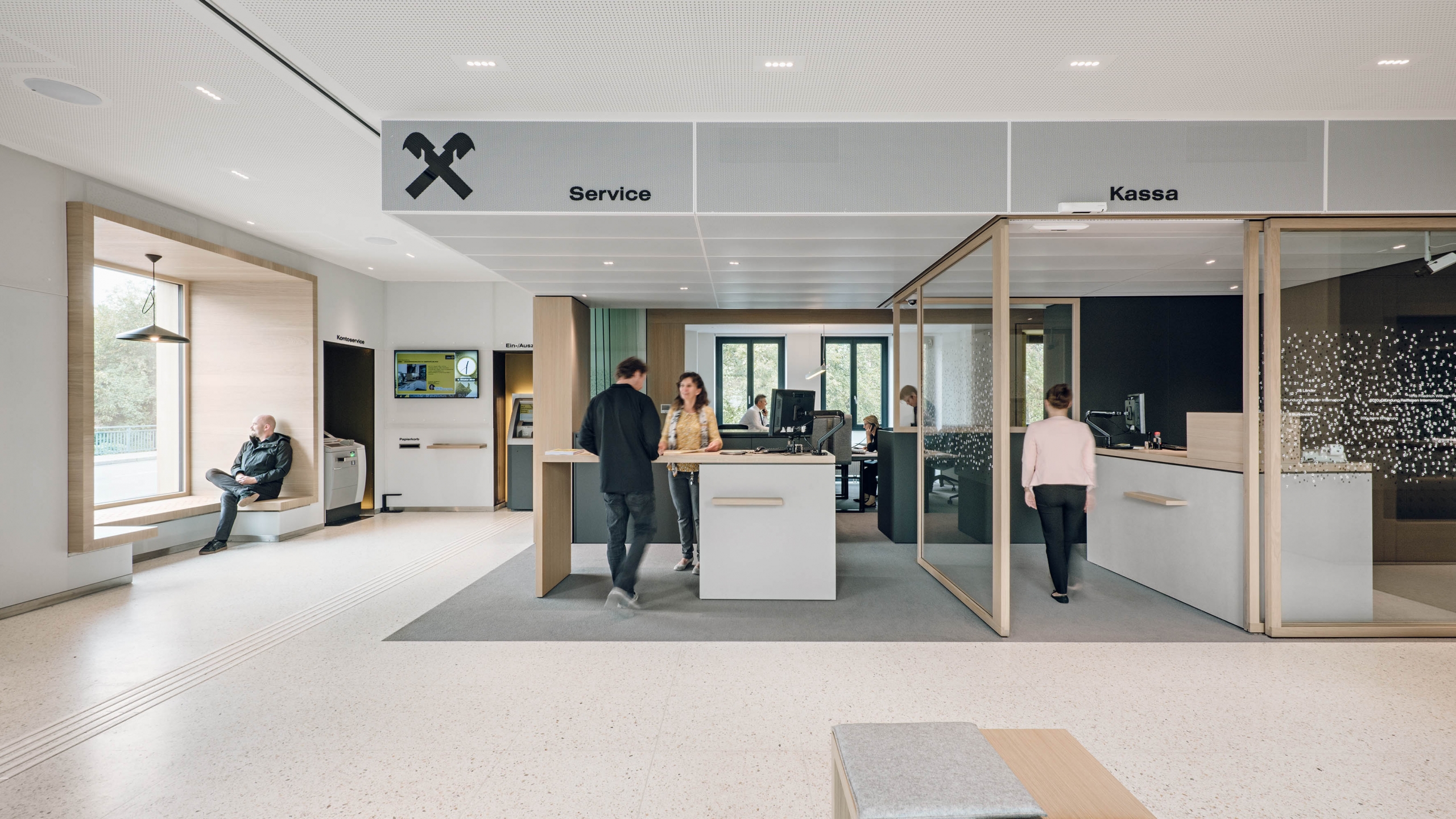Raiffeisenbank Filialdesign Kundenwelt St. Pölten Traismauer Architekten Branded Spaces Bankdesign