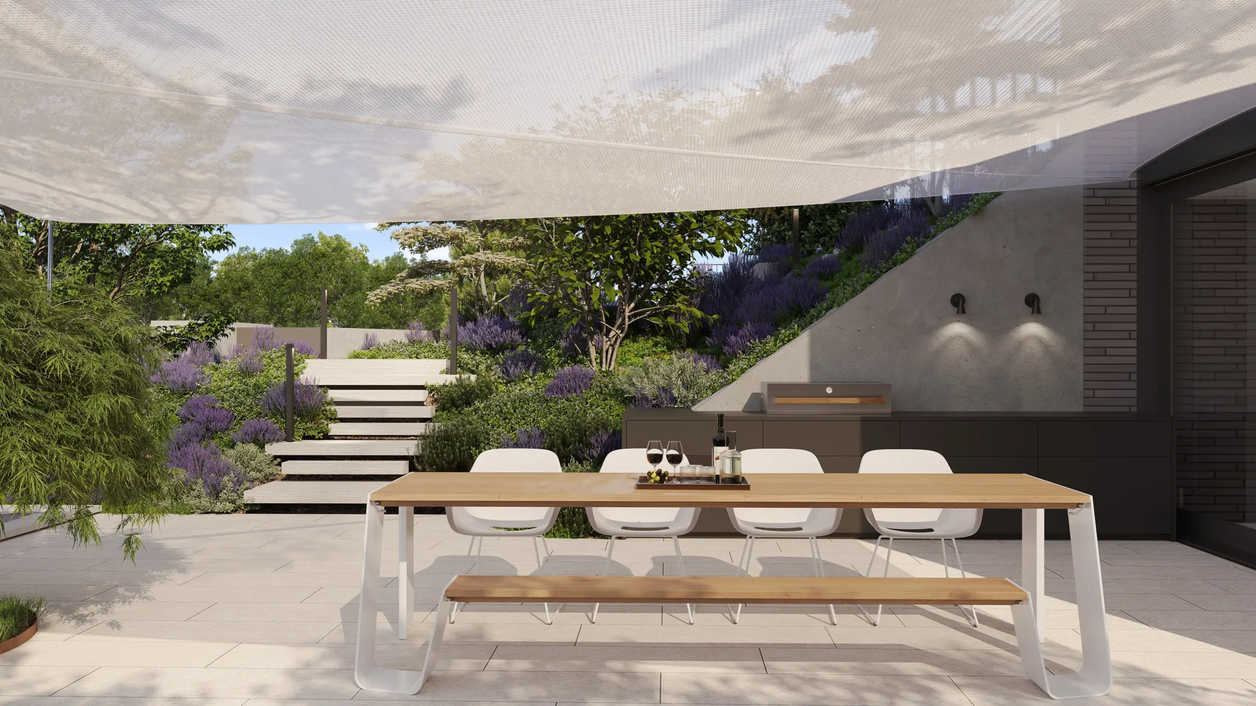 Modernes Einfamilienhaus am Ölberg in Klosterneuburg mit Outdoor Küche und Terrasse